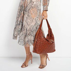 Patricia Nash Leather Braided Stitch Hobo Handbag